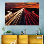 Sunset Highway Light Trails Wall Art
