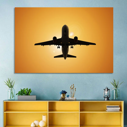 Sunset Jet Silhouette Wall Art