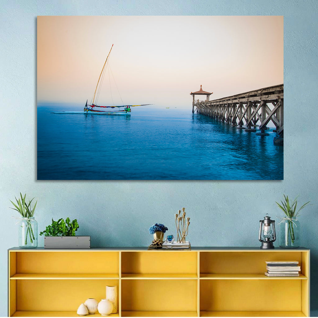 Outrigger Boat and Pier Wall Art