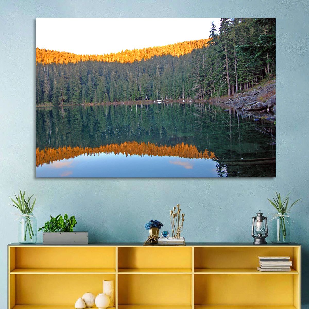 Golden Hour Lake Reflection Wall Art