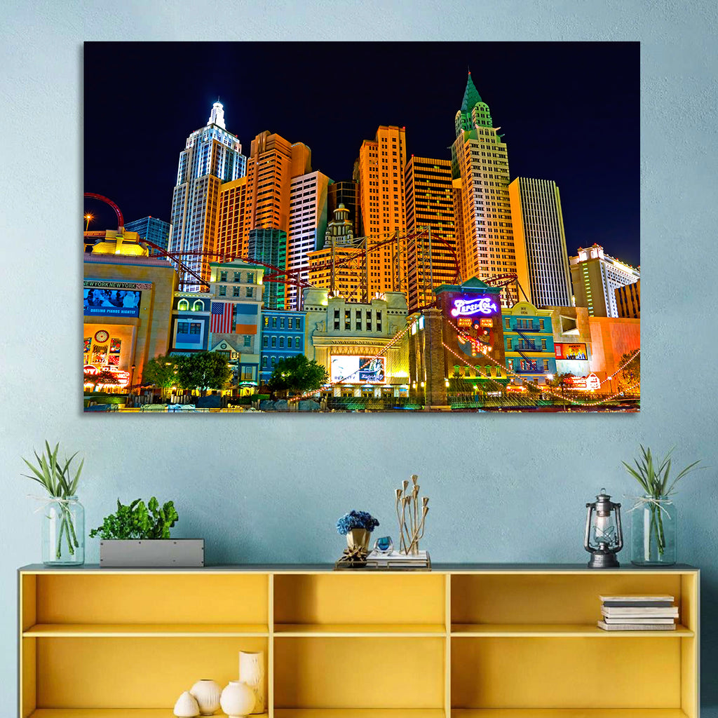 Las Vegas Big Apple Coaster at Night Wall Art