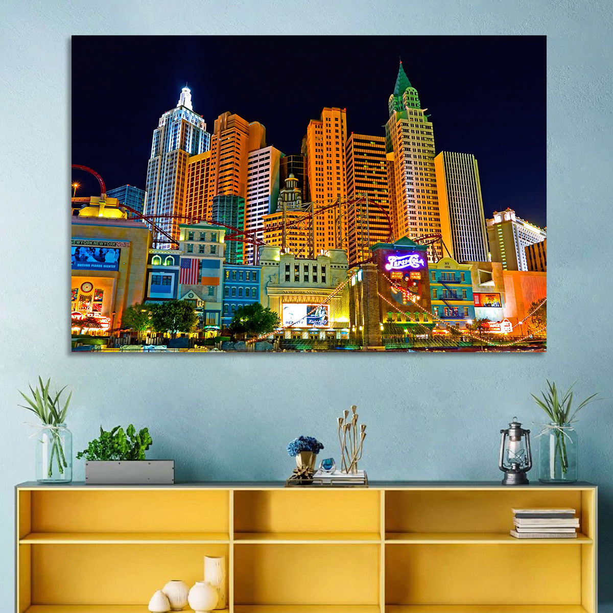 Las Vegas Big Apple Coaster at Night Wall Art