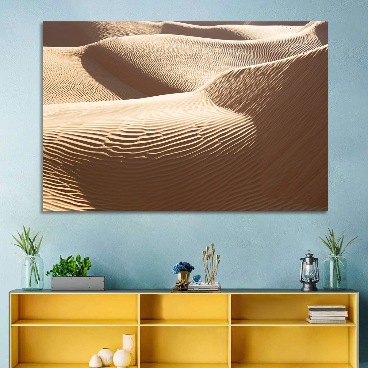 Sahara Sand Dunes Close-up Wall Art in a room, landscape