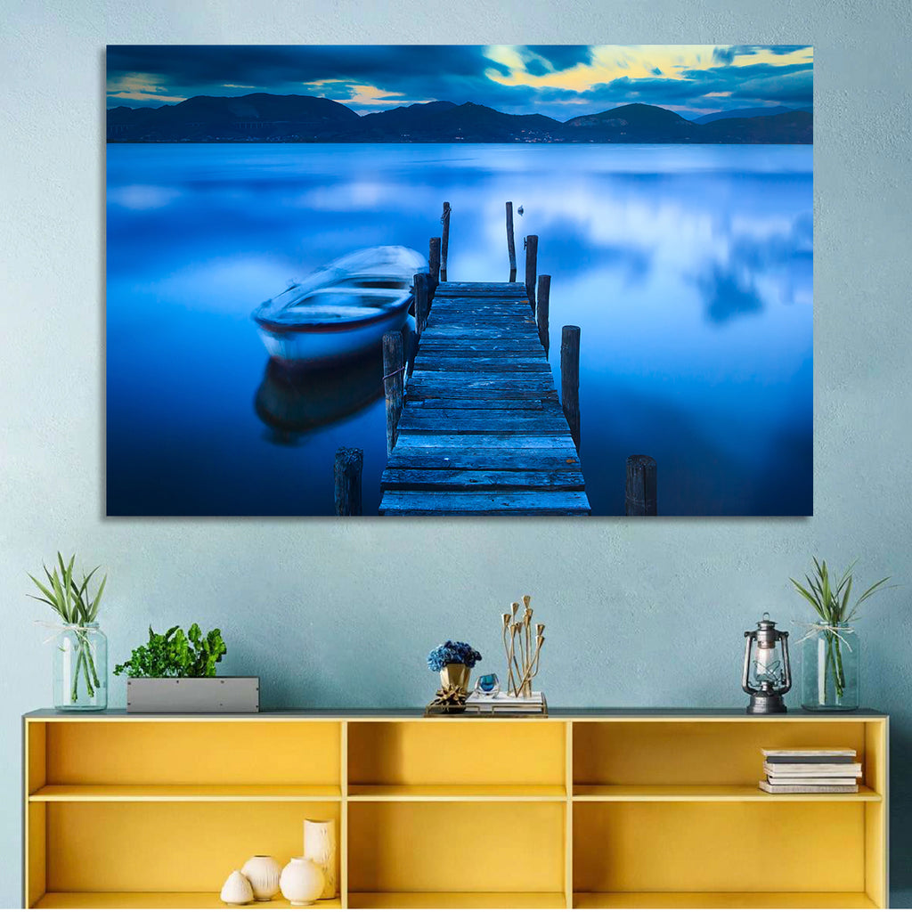 Boat and Wooden Pier Wall Art