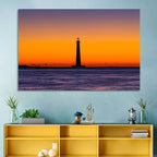 Minimalist Lighthouse Silhouette at Twilight Wall Art