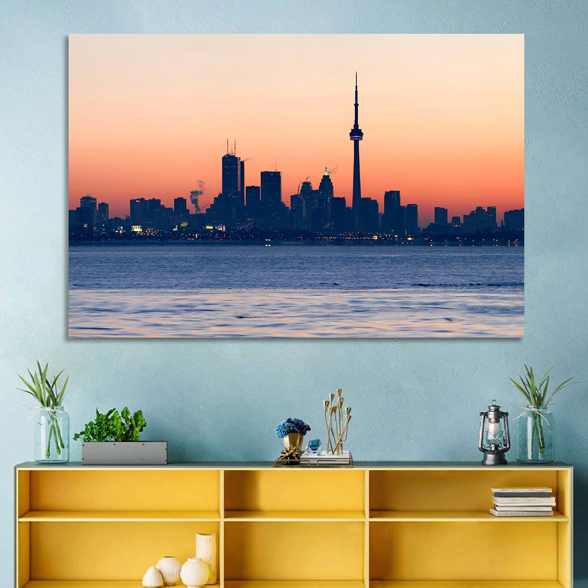 Toronto Dusk Skyline with Cn Tower Wall Art