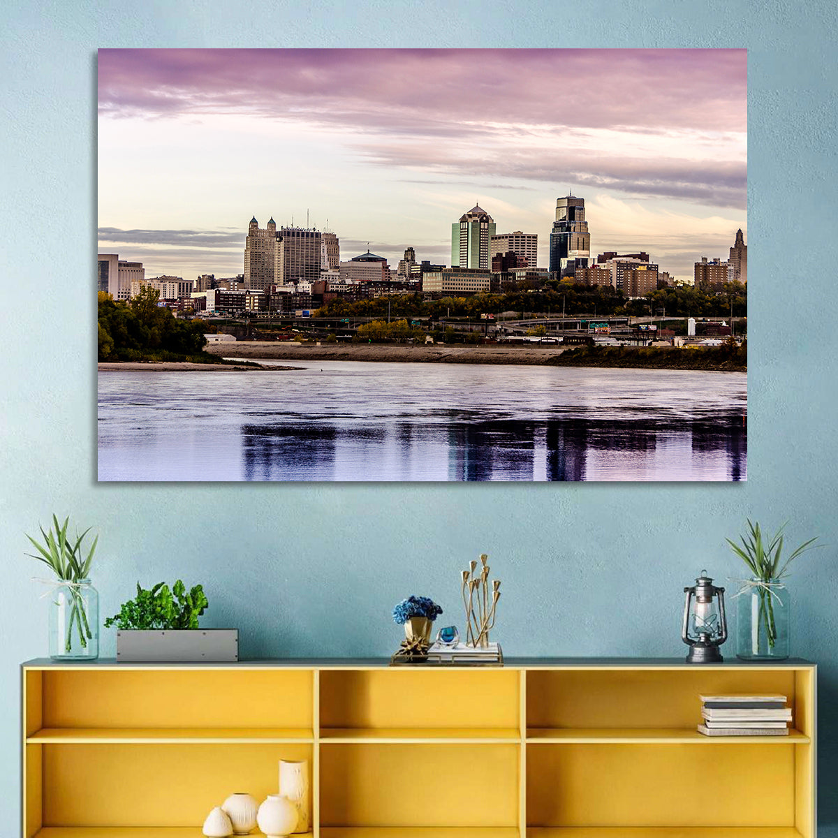 Kansas City Skyline at Dusk Wall Art
