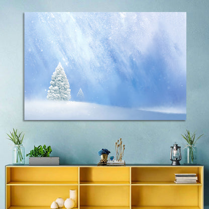 Two Snowy Evergreens Wall Art