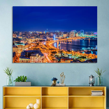 Baku Night Skyline Wall Art