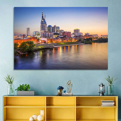Nashville Skyline Over the Cumberland River Wall Art