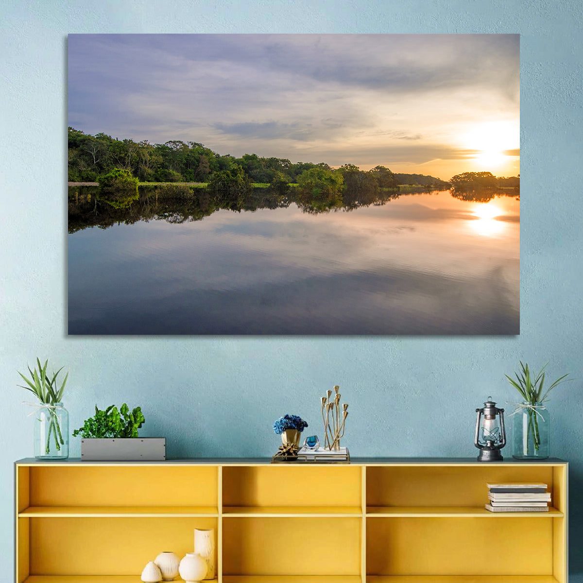 Amazon River Sunset Reflection Wall Art