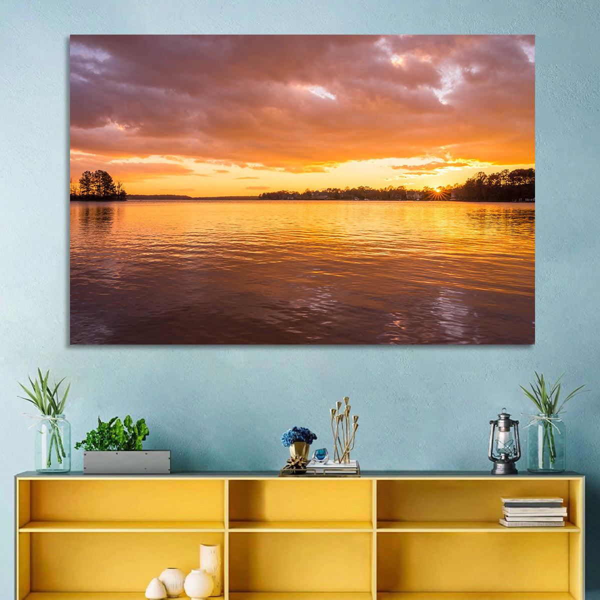 Golden Sunset Over Lake Norman Wall Art
