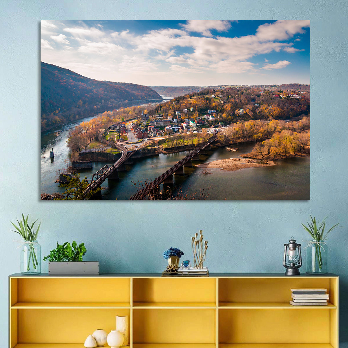 Maryland Heights Over Harpers Ferry Wall Art in a room, landscape