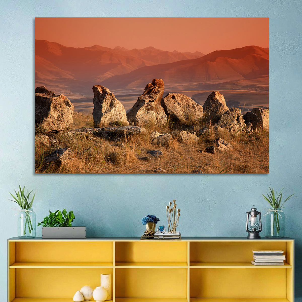 Karahunj Rocky Ridge at Sunset Wall Art in a room, landscape