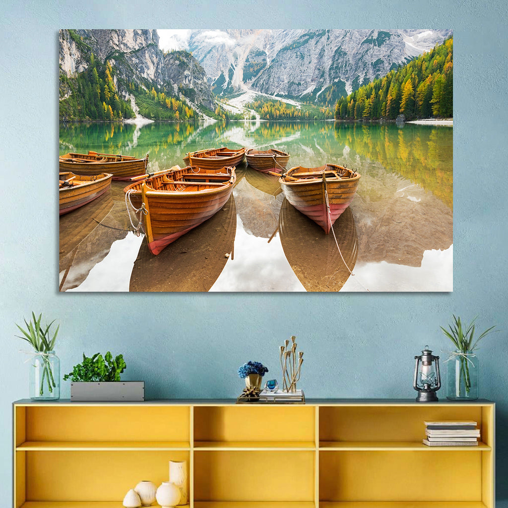 Rowboats on Lake Braies Wall Art