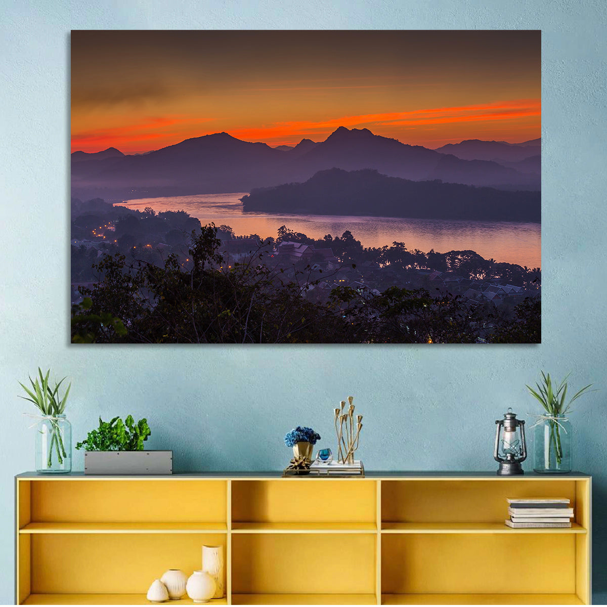 Luang Prabang Sunset Over Mekong Wall Art