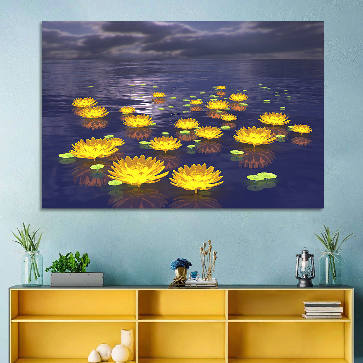 Floating Lotus at Dusk Wall Art