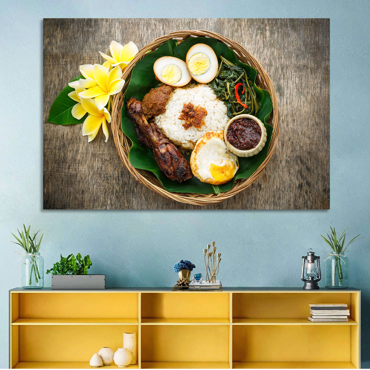 Nasi Campur in Woven Basket Wall Art