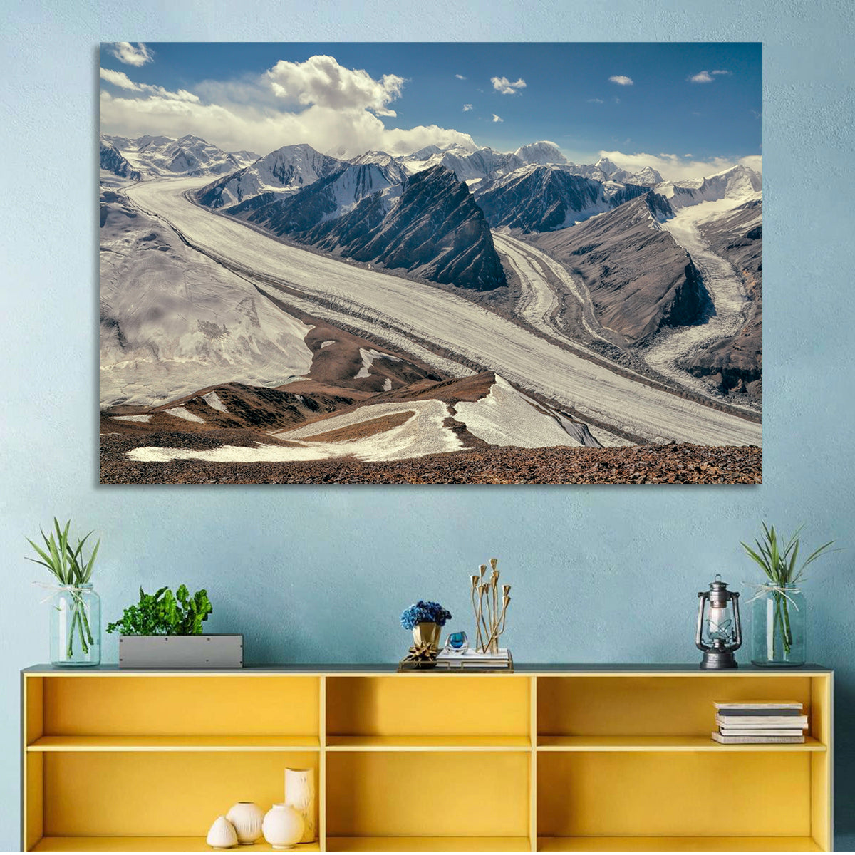 Fedchenko Glacier Vista Wall Art in a room, landscape