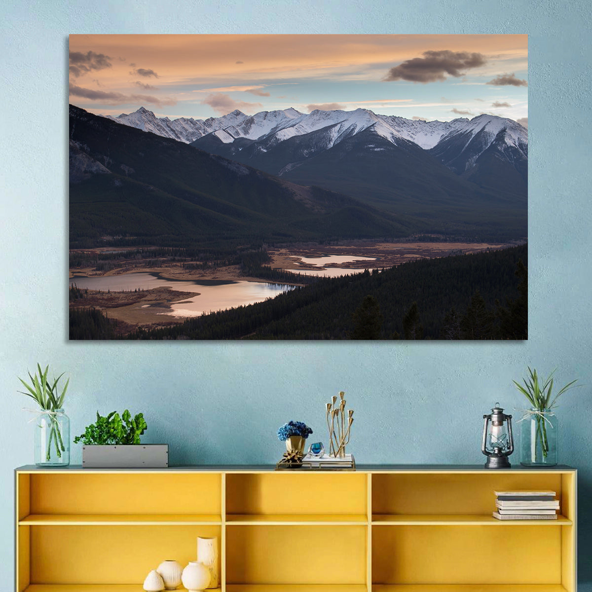 Banff Mountain Lake at Dusk Wall Art