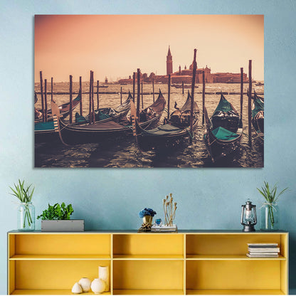 Venetian Gondolas at Dusk Wall Art
