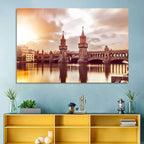 Oberbaumbruecke Sunset Reflection Berlin Wall Art