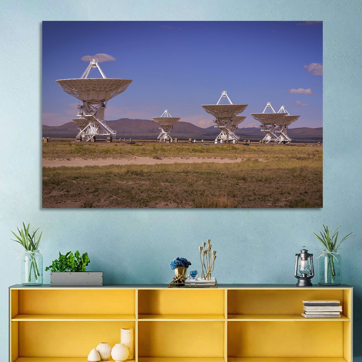 Very Large Array Radio Telescopes Wall Art in a room, landscape