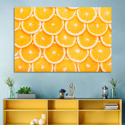 Orange Slice Grid Pattern Wall Art