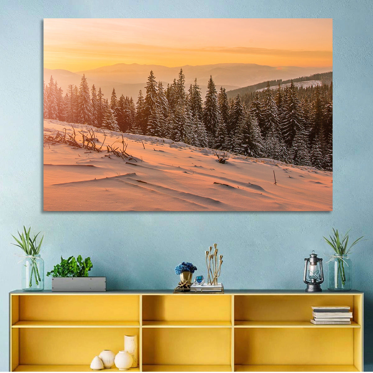 Hoverla Snowfield at Sunset Wall Art in a room, landscape