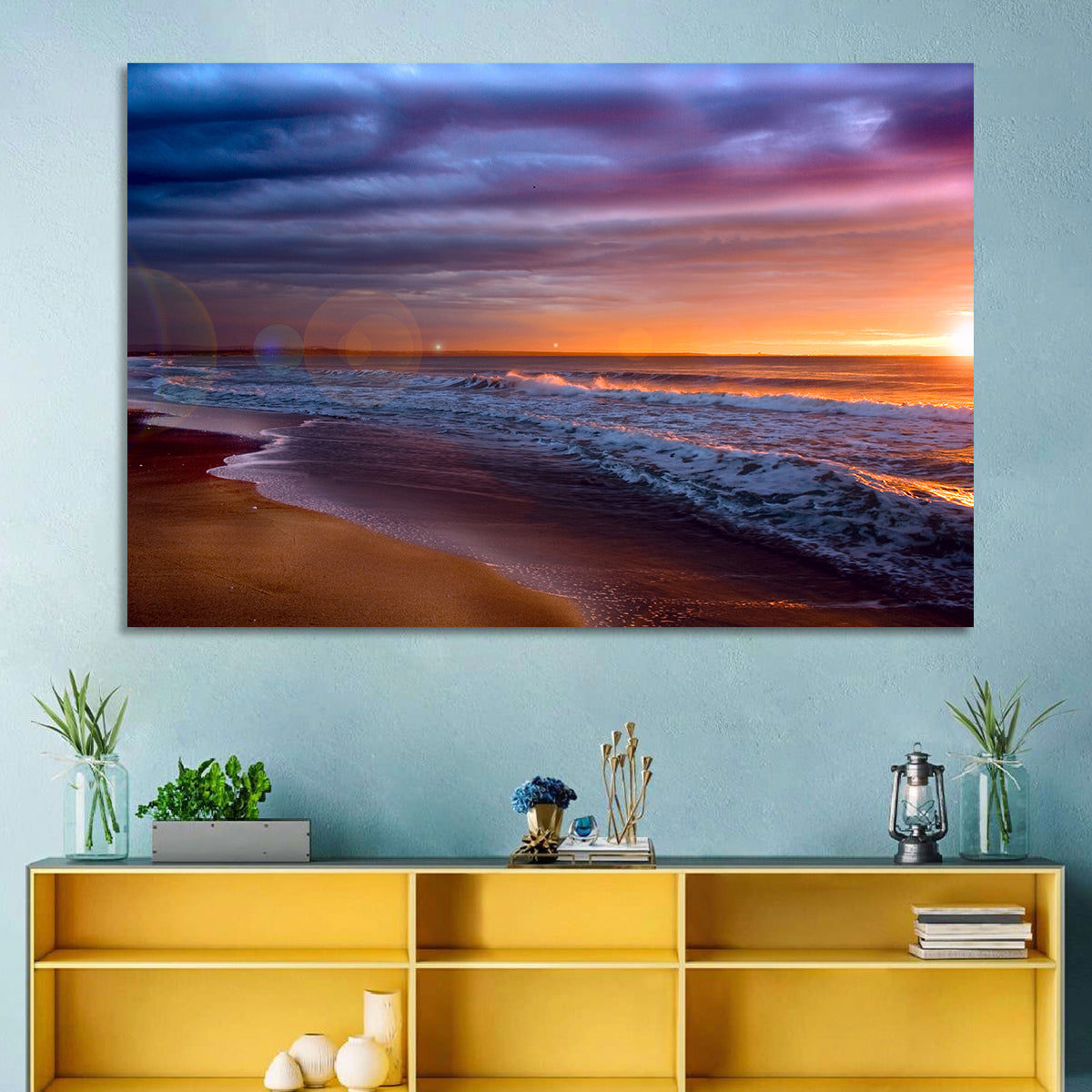 Bulgarian Black Sea Sunrise Wall Art in a room, landscape