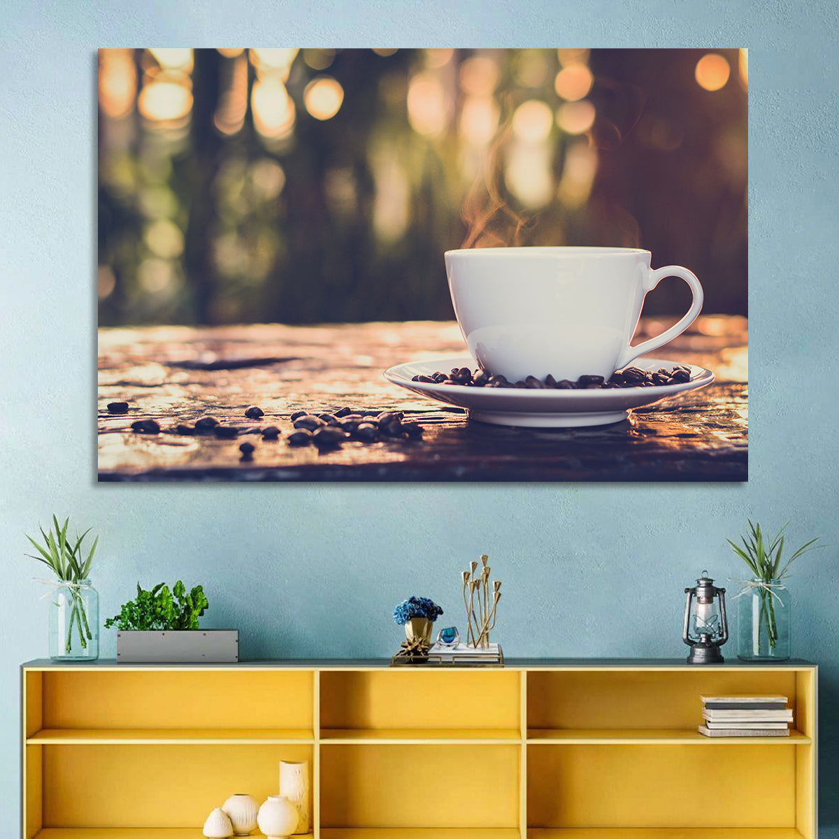 Steaming White Coffee Cup Wall Art