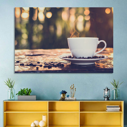 Steaming White Coffee Cup Wall Art