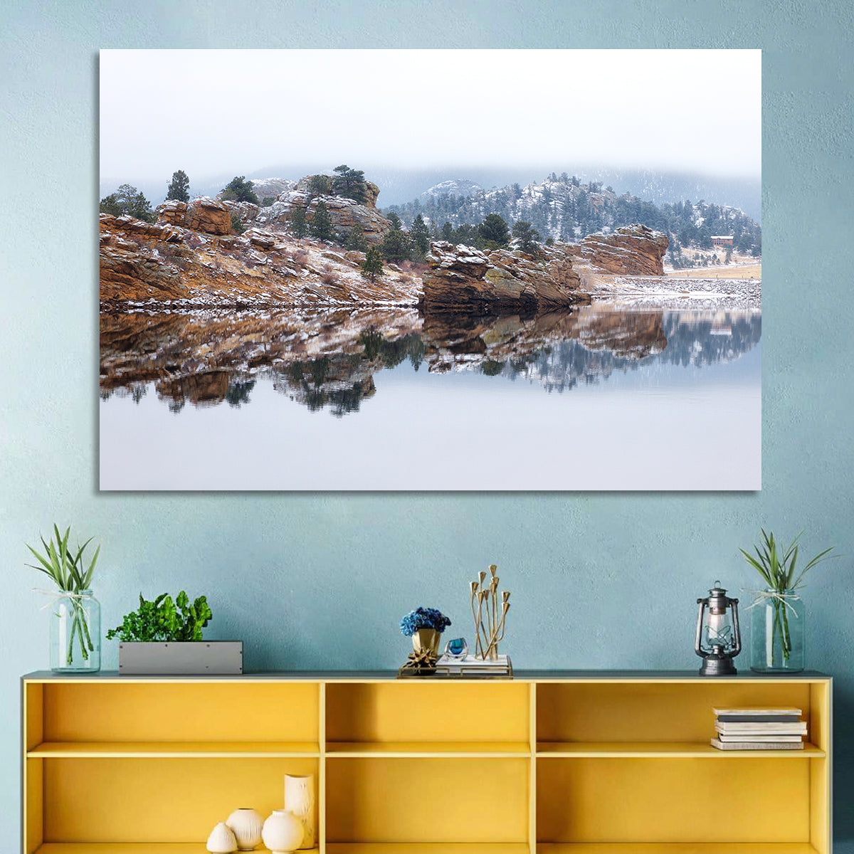 Marys Lake Foggy Reflection Wall Art