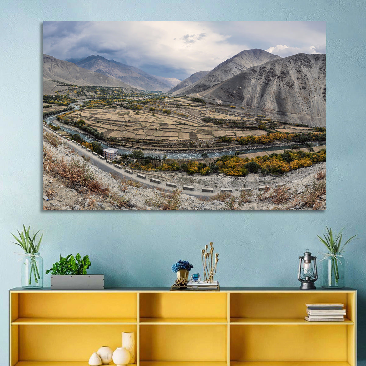 Autumn Valley, Afghanistan Wall Art in a room, landscape