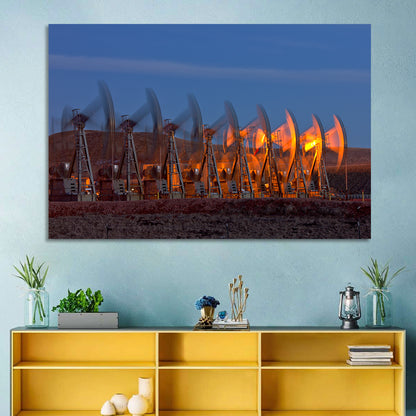 Oil Pump Jacks at Dusk Wall Art