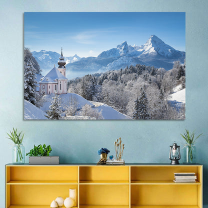 Maria Gern Church and Watzmann in Winter Wall Art