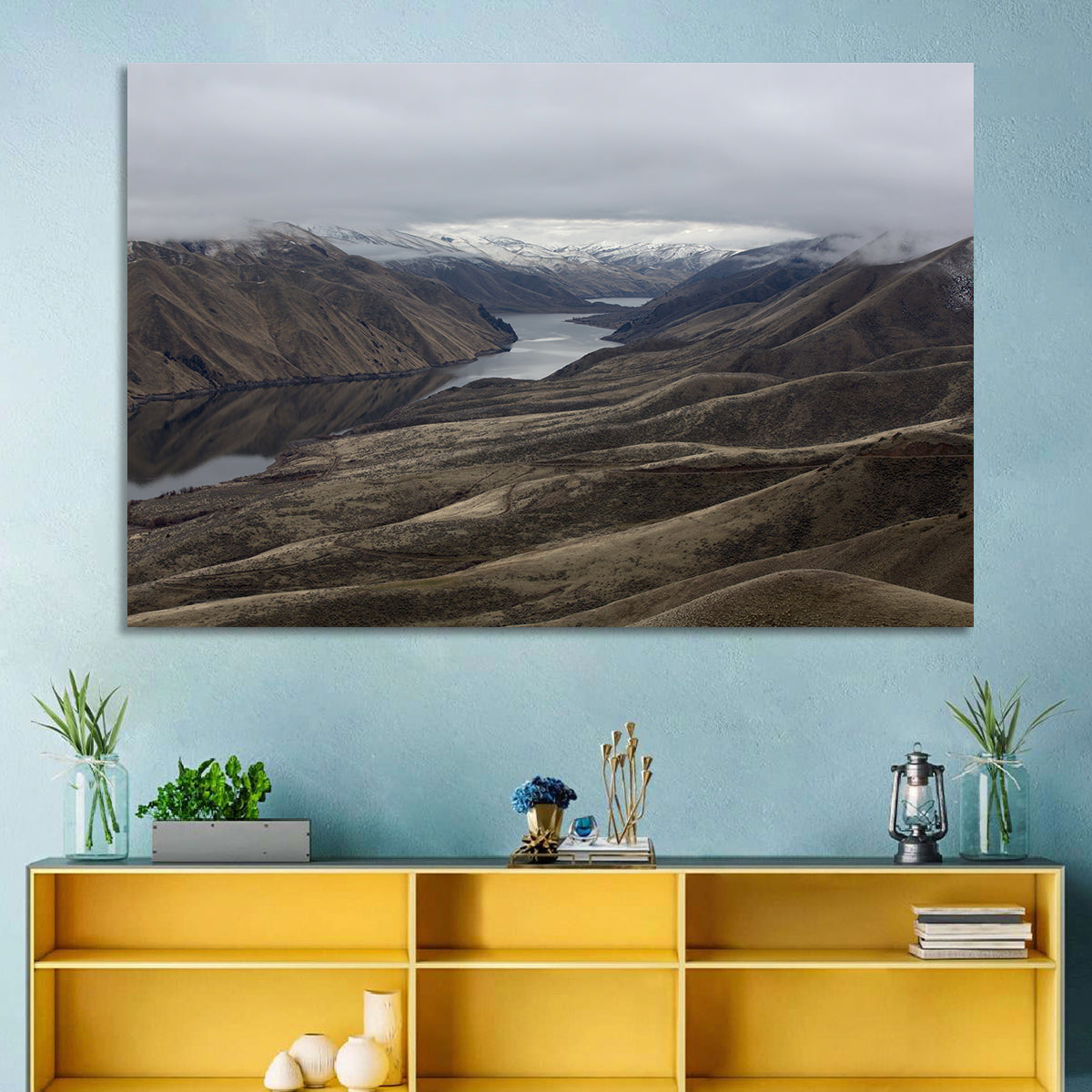 Snow-dusted Snake River Canyon Wall Art in a room, landscape