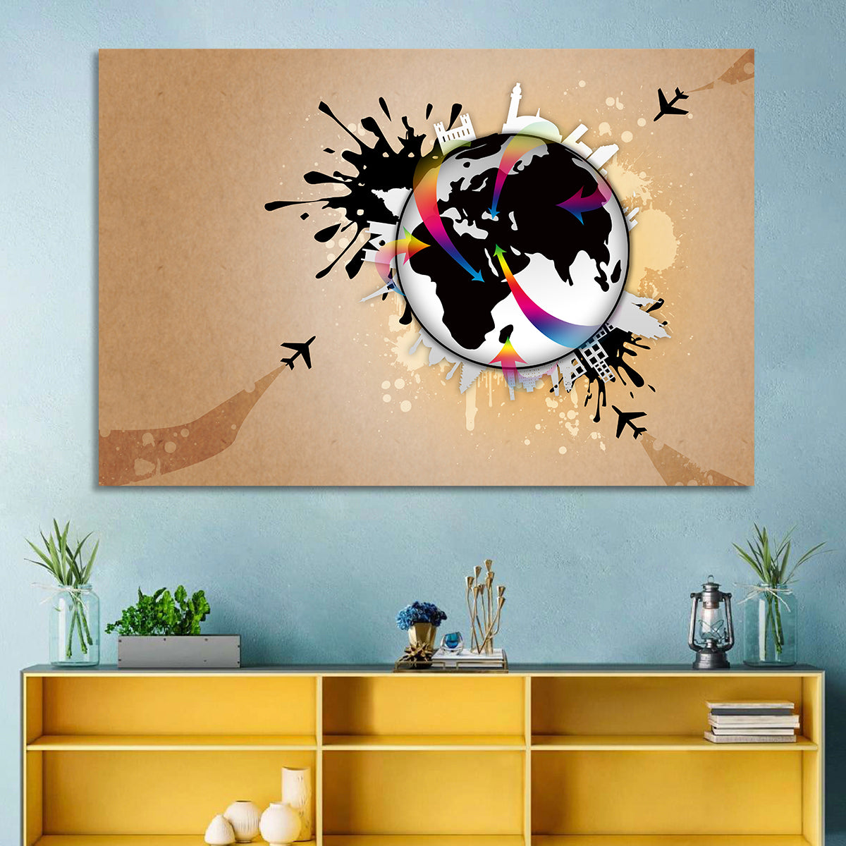 Global Travel Concept Wall Art in a room, landscape