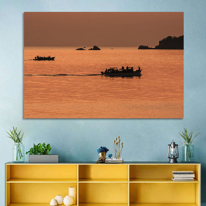 Lake Malawi Sailboats at Sunset Wall Art