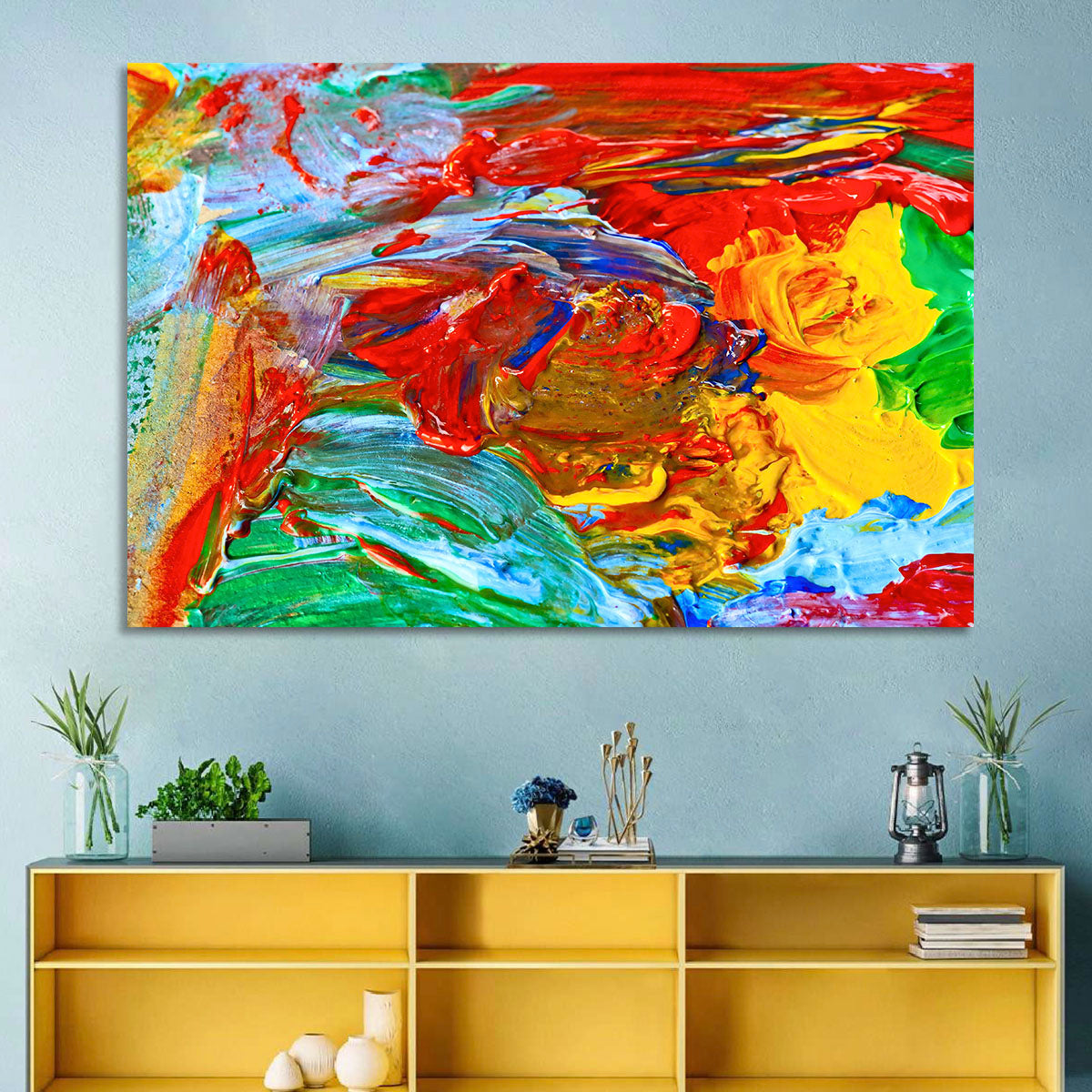 Random Colors Brush Abstract Wall Art Canvas Piece