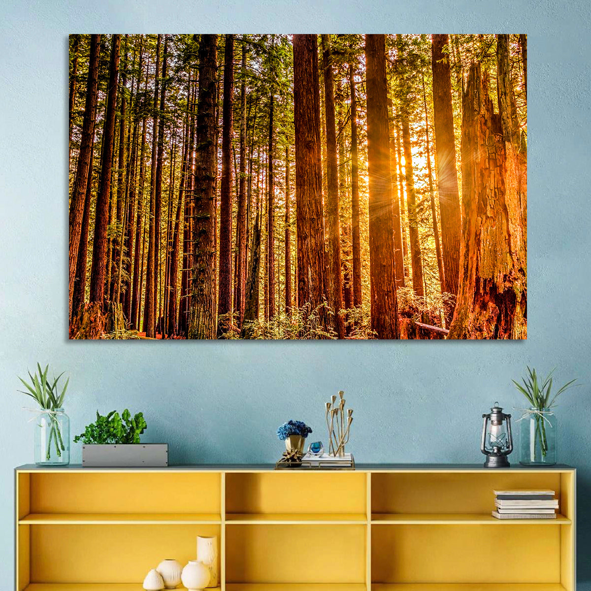 Golden Hour Redwood Sunburst Wall Art