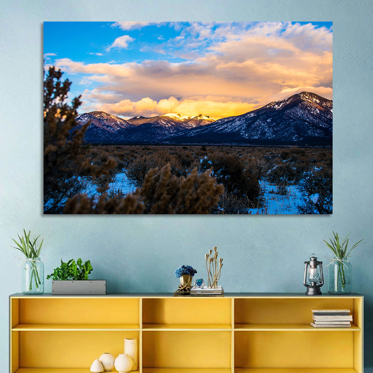 Sangre Winter Desert Wall Art in a room, landscape