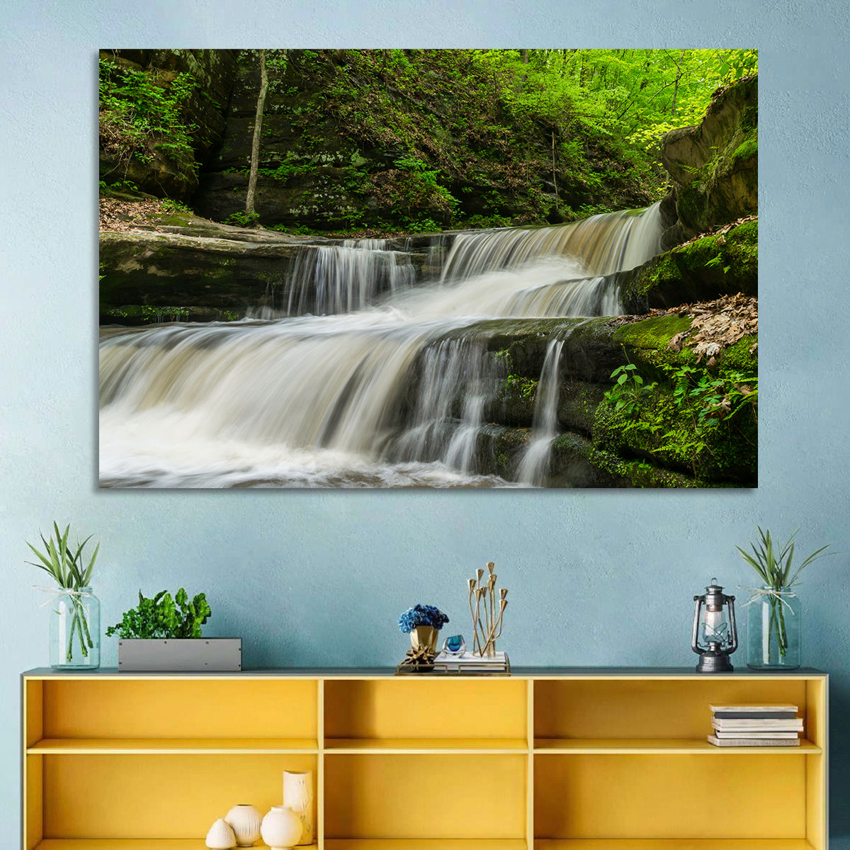 Matthiessen Forest Cascade Wall Art in a room, landscape