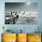 Burj Khalifa Rising Through Morning Fog Wall Art