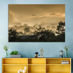 Bronze Morning Mist Over Hills Wall Art