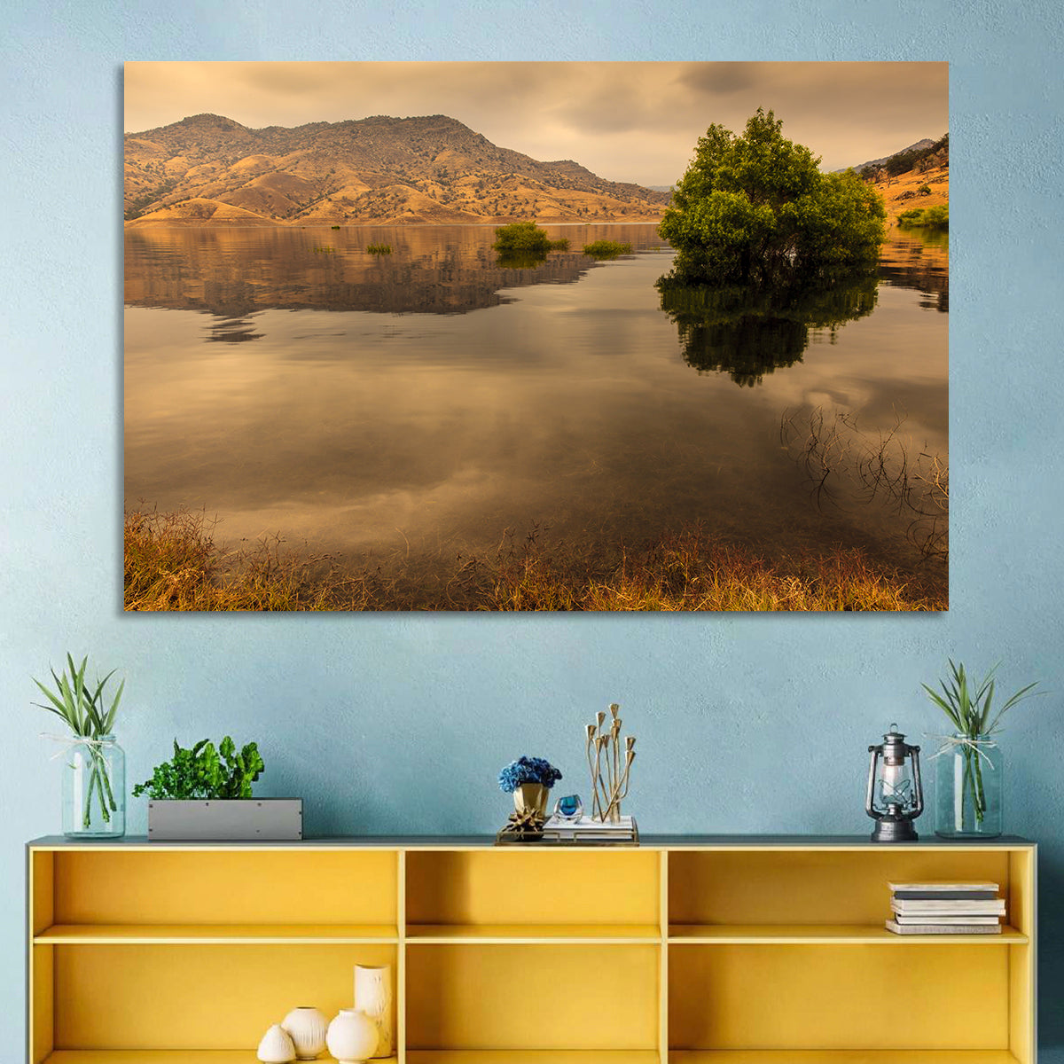 Lake Kaweah Golden Hour Reflection Wall Art