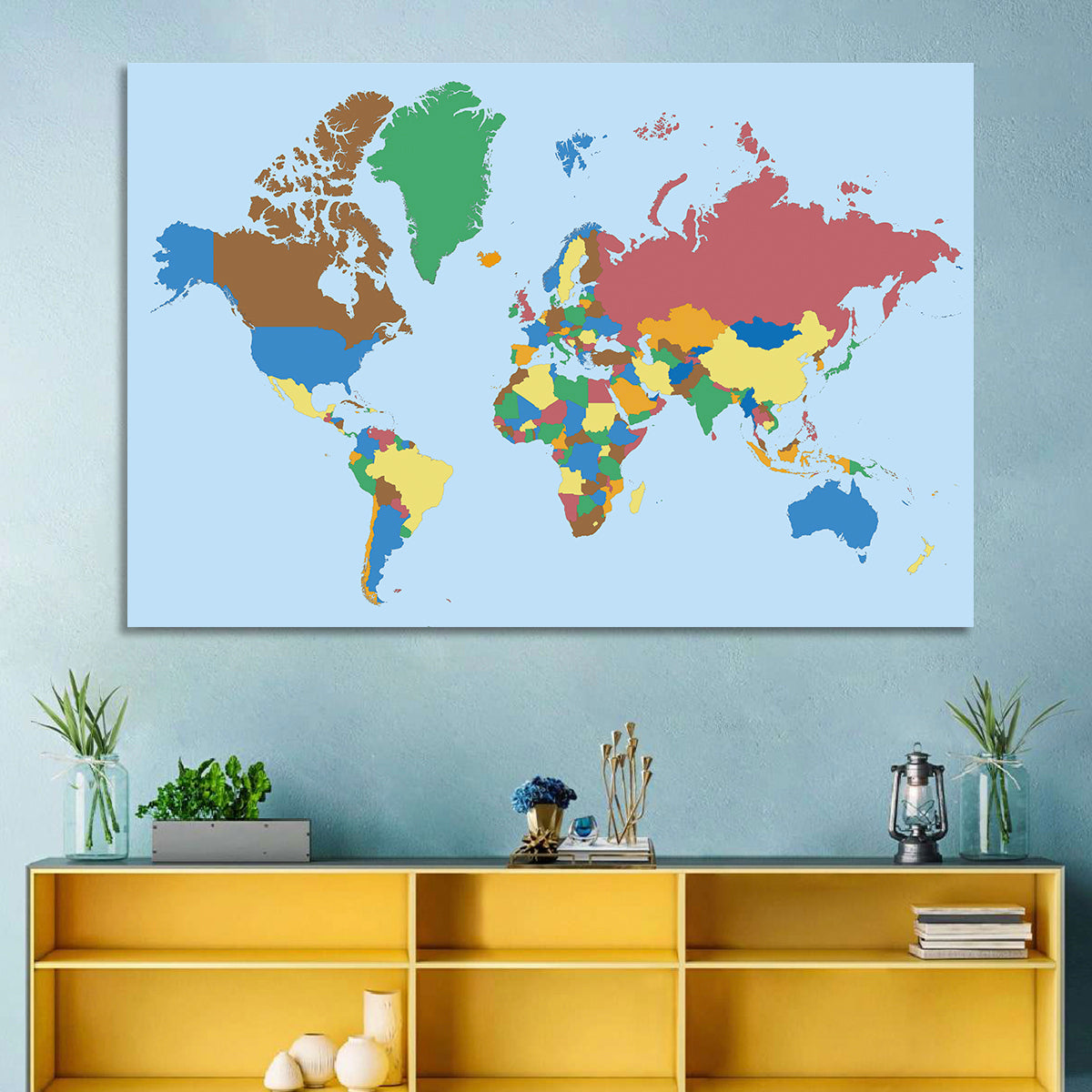 Colored World Map Wall Art