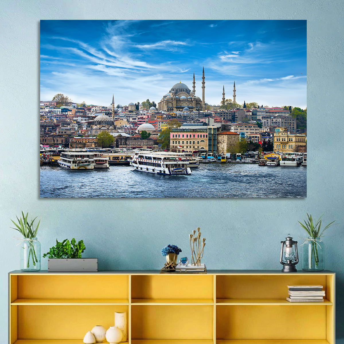 Süleymaniye Mosque Over Golden Horn Wall Art in a room, landscape