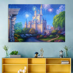 Cinderella Castle Fireworks Illustration Wall Art