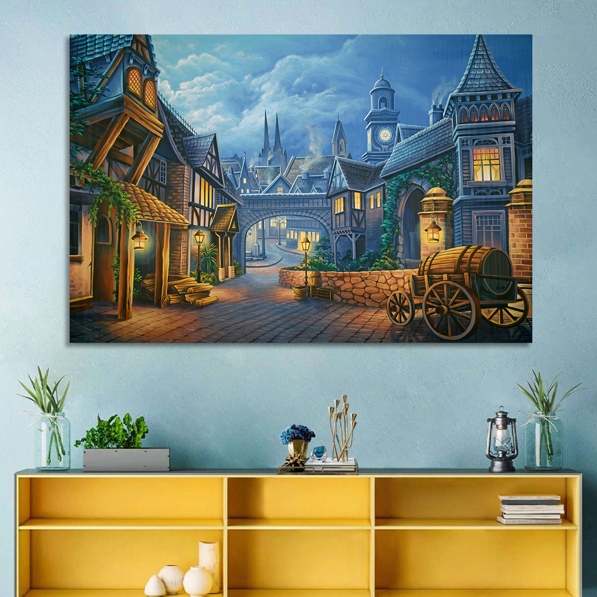 Victorian London Cobblestone Street Wall Art